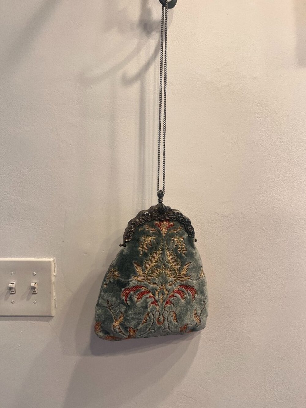 Vintage Antique Victorian Velour Tapestry Pouchette